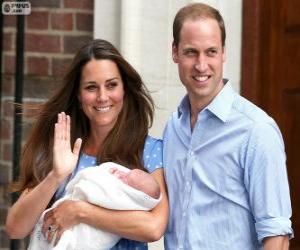 yapboz Prens William ve Kate ve bebeği